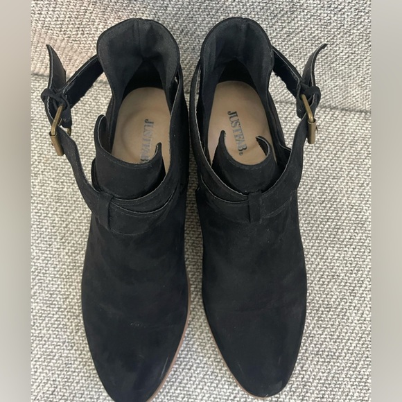 JustFab Black Ankle Booties with Suede Finish - Picture 6 of 16